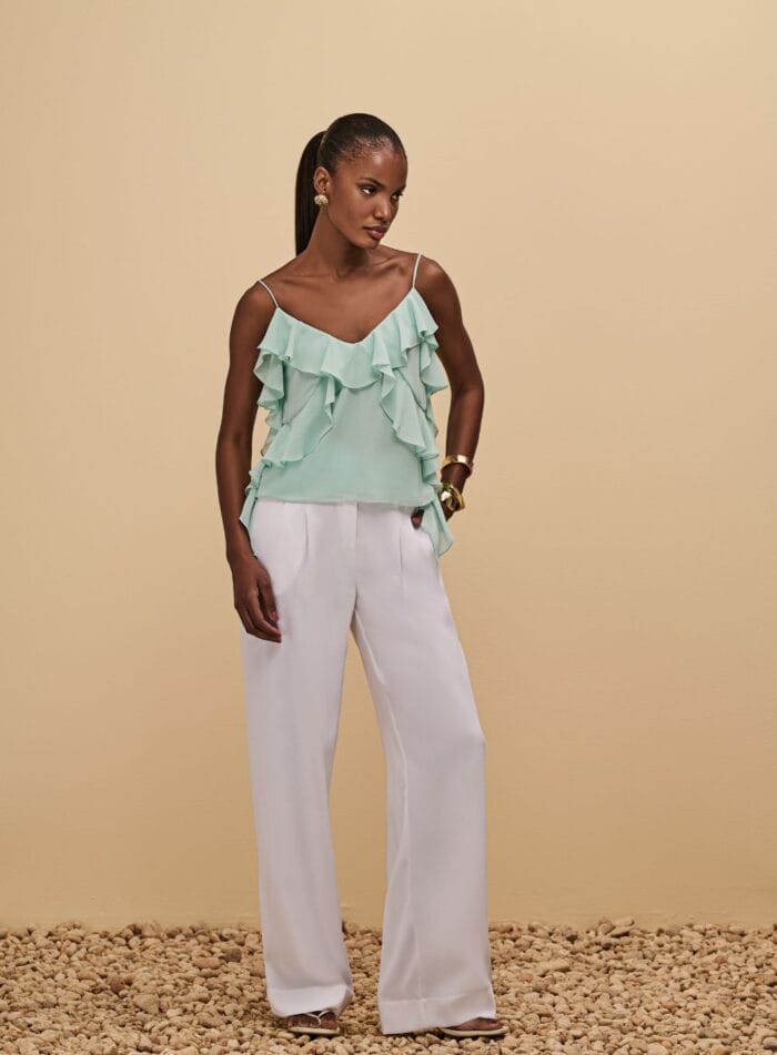 CALCA PANTALONA COM DETALHE BOLSO OFF WHITE - Imagem 1