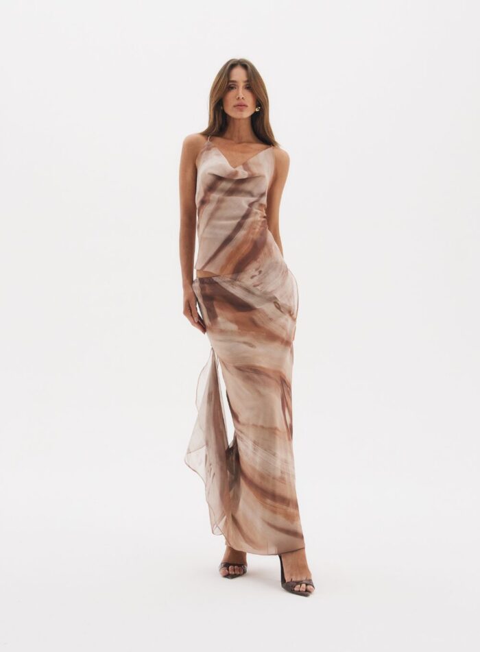 CONJUNTO BLUSA E SAIA LORENA ESTAMPADO VEIAS DO CERRAD - Imagem 1
