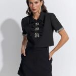 SHORT SAIA VISCO TWILL PRETO