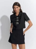 SHORT SAIA VISCO TWILL PRETO