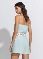 CONJUNTO BLUSA ALCAS SHORT CREPE MUNIQUE ACQUA