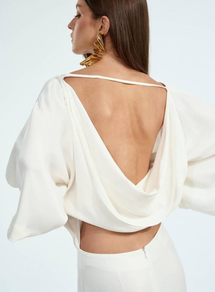 VESTIDO MIDI MANGA AMPLA OFF WHITE - Imagem 4