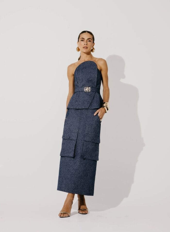 SAIA MIDI TESSA INDIGO - Imagem 3
