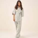 CAMISA TRICOLINE MANGA 3/4 LISTRADA BRANCO E VERDE