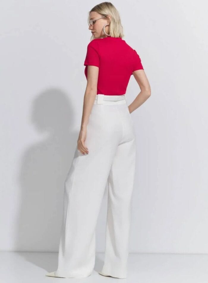 CALCA WIDE LEG CINTO ALFAIATARIA COLORS OFF WHITE - Imagem 2