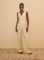 CONJUNTO BLUSA AMARRACAO E CALCA PANTALONA AMARELO
