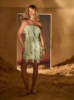 VESTIDO MINI COM BABADOS VERDE AGUA