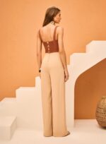 Calça Alfaiataria Pantalona Bege - Imagem 2