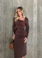VESTIDO MIDI MANGA LONGA DORA CHOCO - Imagem 4