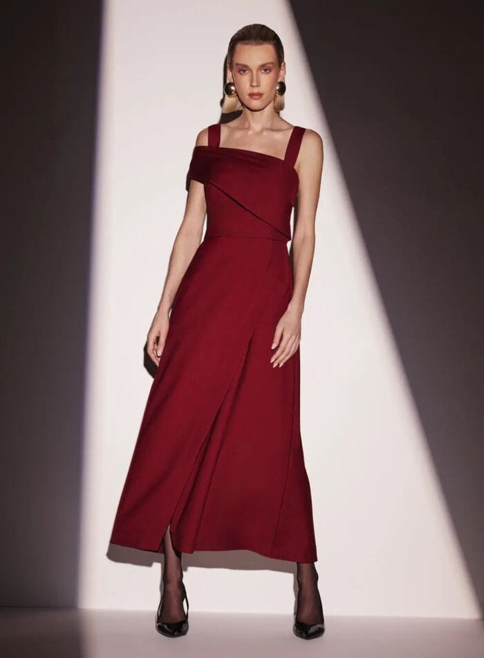 VESTIDO MIDI GARDINE LUX BORDO HARLOW - Imagem 1