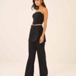 CALCA COM SOBREPOSICAO EM ALFAIATARIA PRETO