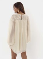 VESTIDO DETALHE BORDADO CHARLOTTE OFF/DOURADO - Imagem 3