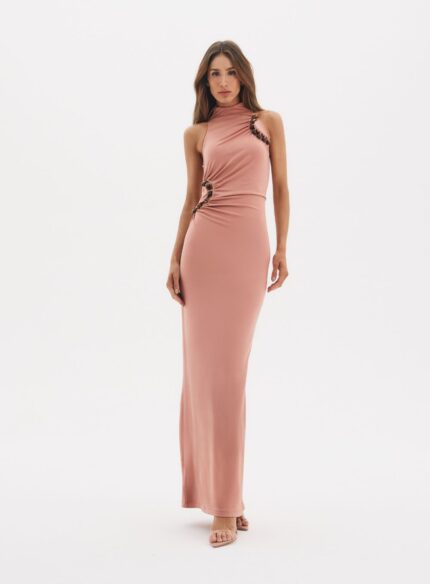 VESTIDO JANINE MARROM BOTANIC