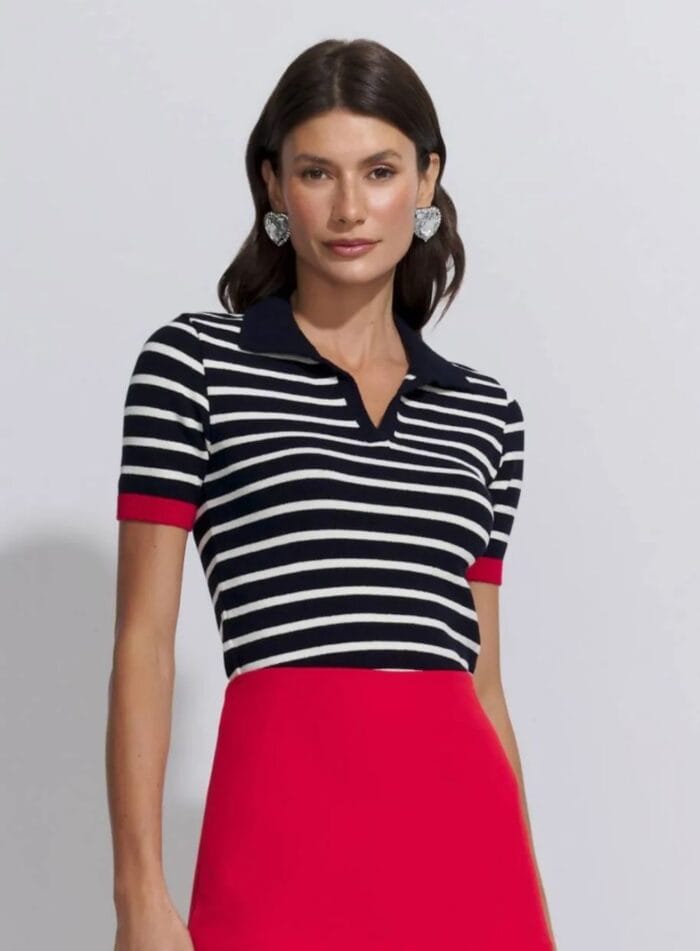 BLUSA POLO LISTRAS TRICOT NAVY - Imagem 2