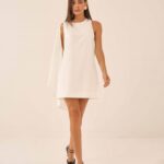 VESTIDO CURTO OMBRO SOBREPOSIÇÃO OFF WHITE