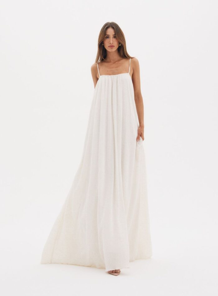 VESTIDO LINHO SANDRA BEGE ITALIAN - Imagem 1