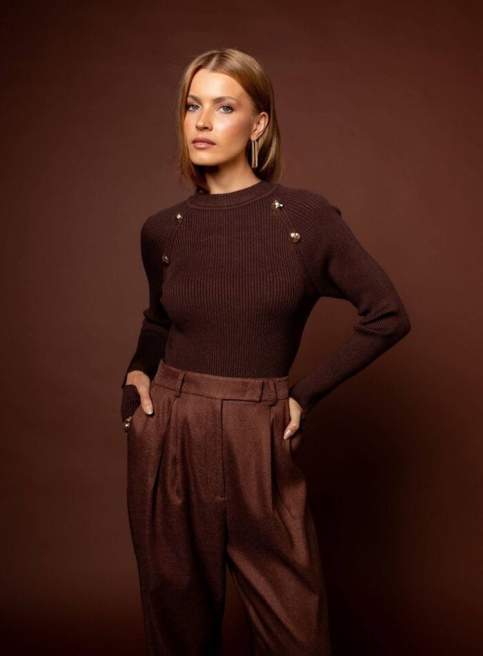 BLUSA CLEO MANGA LONGA CHOCO - Imagem 4