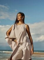 BLUSA OMBRO MANGA ENVELOPE AMARRACAO LATERAL GELO
