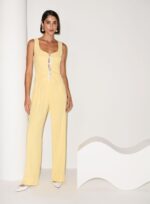 COJUNTOP TOP AMARRACAO CONTRASTANTE CALCA WIDE AMARELO