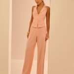 CONJUNTO COLETE FRENTE UNICA E CALCA LARANJA