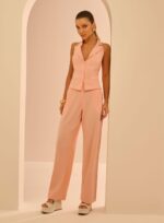 CONJUNTO COLETE FRENTE UNICA E CALCA LARANJA