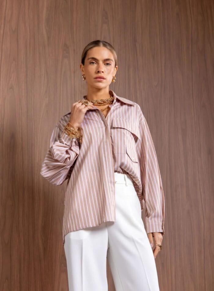 CAMISA RAY LISTRA CARAMELL - Imagem 1