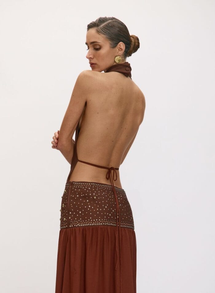 VESTIDO CARRIE MARROM BEATEN BROWN - Imagem 5
