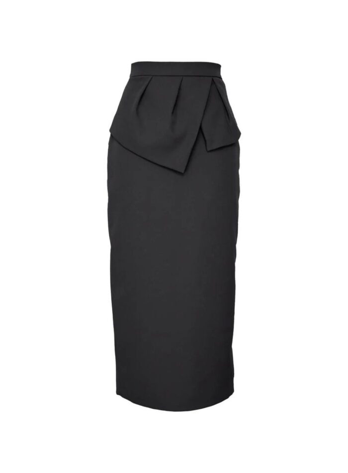 SAIA MIDI PEPLUM CREPE ELEGANCE PRETO - Imagem 3
