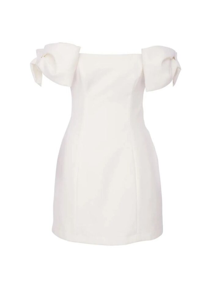 VESTIDO CURTO OMBRO A OMBRO LACOS ALFAITARIA TWILL OFF WHITE - Imagem 3