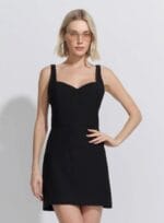 VESTIDO CURTO RECORTES COLORS PRETO