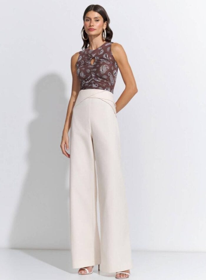 CALCA WIDE COS TORCIDO HEAVY TWILL AVEIA - Imagem 1
