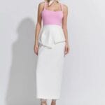 SAIA MIDI PEPLUM CREPE ELEGANCE  OFF WHITE