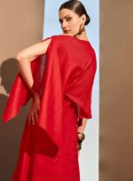 VESTIDO MIDI LINHO ASSIMETRICO VERMELHO - Imagem 2