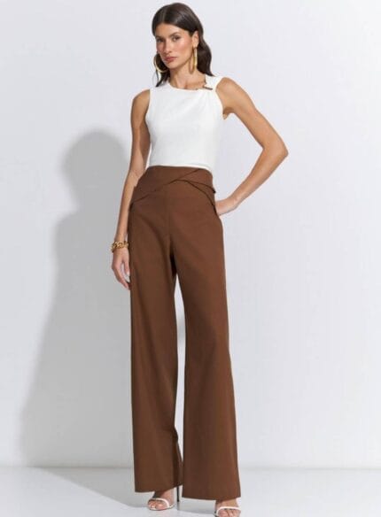 CALCA WIDE COS TORCIDO HEAVY TWILL CACAU