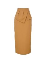 SAIA MIDI PEPLUM CREPE ELEGANCE CAMEL - Imagem 3