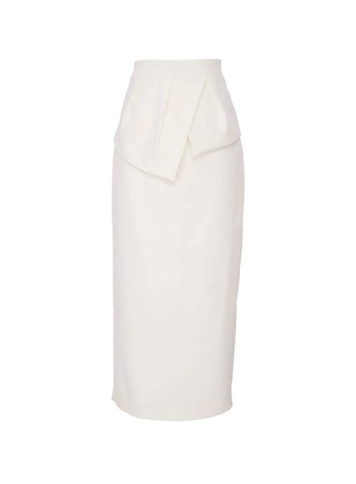 SAIA MIDI PEPLUM CREPE ELEGANCE  OFF WHITE - Imagem 3