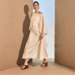 VESTIDO MIDI LINHO ASSIMETRICO OFF WHITE