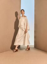 VESTIDO MIDI LINHO ASSIMETRICO OFF WHITE