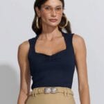 BLUSA DECOTE FRANZIDO NEO RIB MARINHO