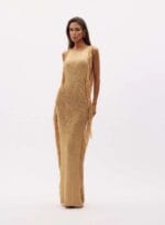 VESTIDO TRICO NUT DOURADO