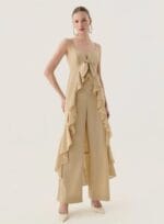 CONJUNTO TUNICA WIDE LEG COTTON TEXTURE AREIA