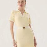 VESTIDO CURTO POLO TRICOT MANTEIGA