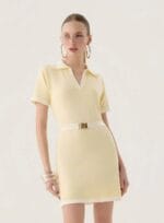 VESTIDO CURTO POLO TRICOT MANTEIGA