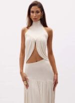 CONJUNTO BLUSA/SAIA FORTUNA BEGE ITALIAN - Imagem 2