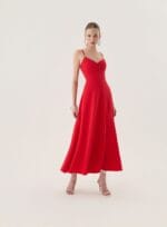 VESTIDO MIDI METAL ALCA VERMELHO - Imagem 3