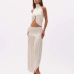 CONJUNTO BLUSA/SAIA FORTUNA BEGE ITALIAN