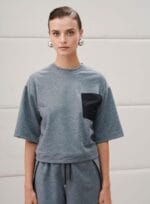 CONJUNTO TSHIRT E SHORT MOLETON NYLON CINZA/PRETO - Imagem 4