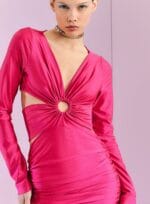 VESTIDO MINI DRAPEADO RECORTES PINK - Imagem 2