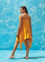 VESTIDO CURTO BARRA ASSIMETRICA AMARELO OURO - Imagem 3