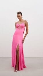 VESTIDO SLIP DECOTE RENDA ROSA